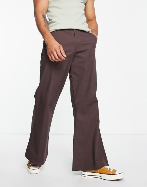 ASOS DESIGN ultra wide flare trousers in brown