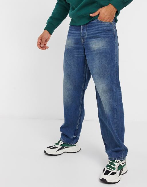 ASOS DESIGN - Ultraposede jeans i mørkeblå i 90'er vask