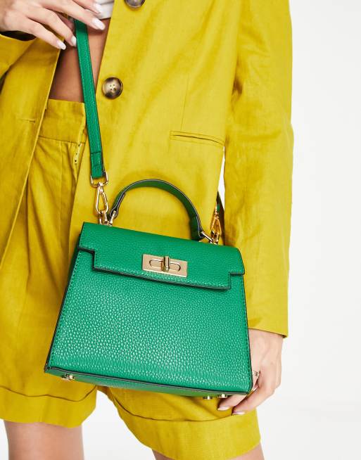 ASOS DESIGN – Umhängetasche in Grün mit Verschluss-Detail, Griff oben und abnehmbarem Umhängeriemen