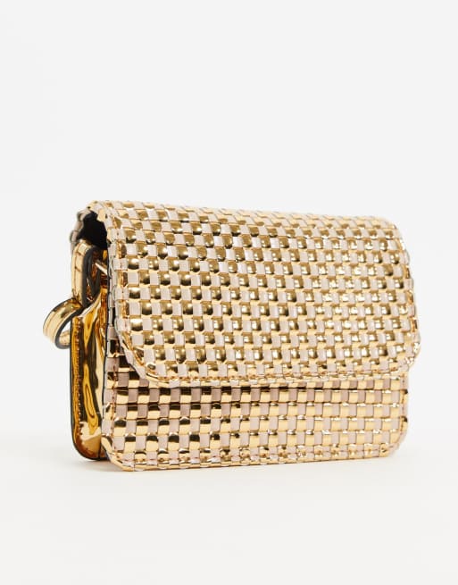 ASOS DESIGN – Umhängetasche mit Webdesign, in Gold