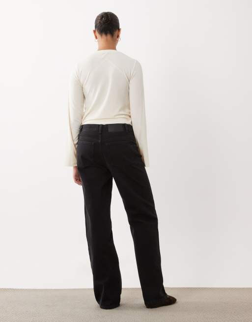 ASOS DESIGN Umstands-Straight-Wide-Leg-Jeans in Schwarz, 2 von 5