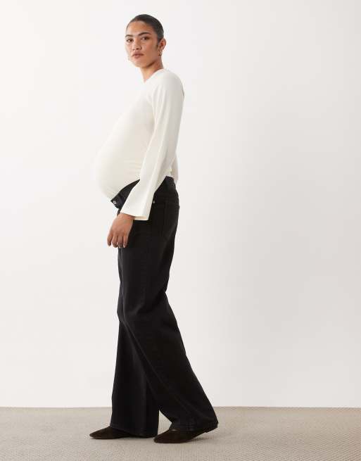 ASOS DESIGN Umstands-Straight-Wide-Leg-Jeans in Schwarz, 3 von 5