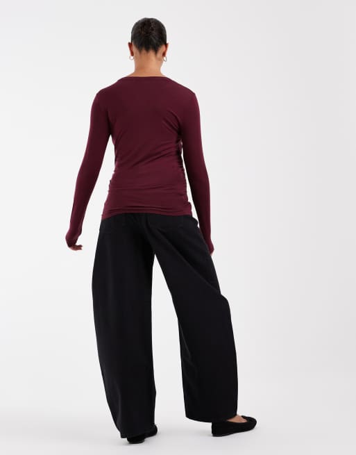 ASOS DESIGN Umstandsjeans mit hohem Bund und Barrel-Leg in Schwarz, 3 von 5