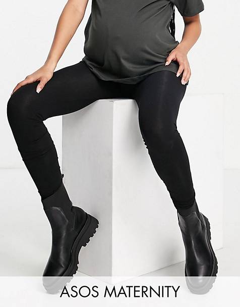 selten getragen Umstandsmode Leggings schwarz Umstandsleggings Damen Kleidung Umstandskleidung Hosen NO LABEL Hosen 