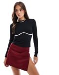 [ASOS DESIGN] ASOS DESIGN underbust detail contrast binding top in black XS BLACK
