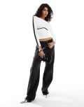 [ASOS DESIGN] ASOS DESIGN underbust detail contrast binding top in white L WHITE