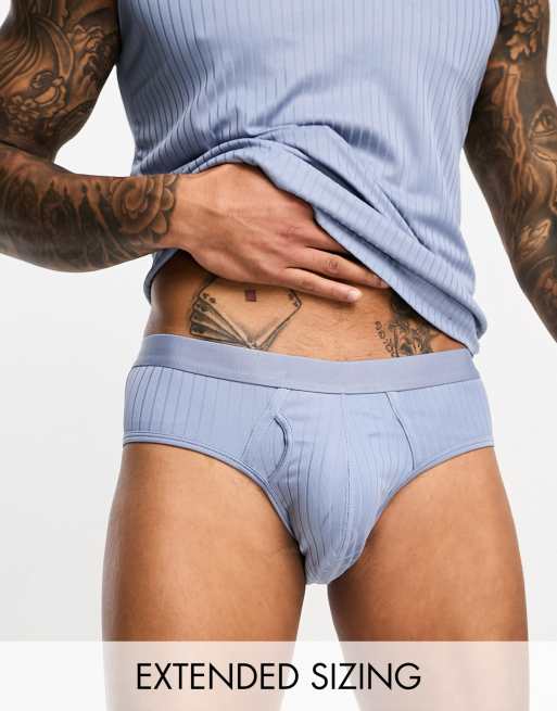 ASOS DESIGN underwear set with singlet and briefs in grey irregular rib