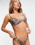 [ASOS DESIGN] ASOS DESIGN underwired bikini top in neutral check-Multi 10 A Neutral check