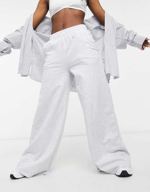 ASOS Design – Ungesäumte Sweat-Hose mit weitem Bein in Grau