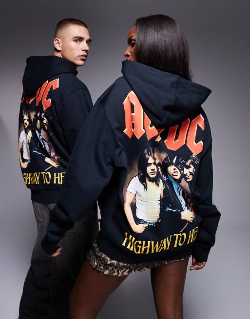 ASOS DESIGN - Uniseks oversized hoodie met gelicenseerde AC/DC-prints in zwart, 4 van 4