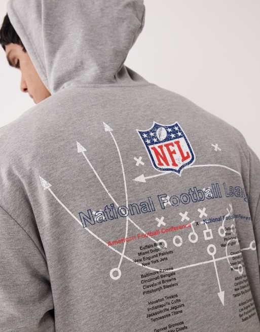 ASOS DESIGN - Uniseks oversized hoodie met NFL-print in lichtgrijs, 4 van 4