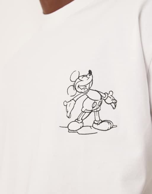 ASOS DESIGN - Uniseks oversized recht T-shirt van zware stof met Disney Mickey Mouse-prints in wit, 4 van 4