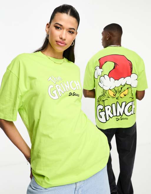 ASOS DESIGN - Uniseks oversized T-shirt in groen met gelicenseerde The Grinch-kerstprints