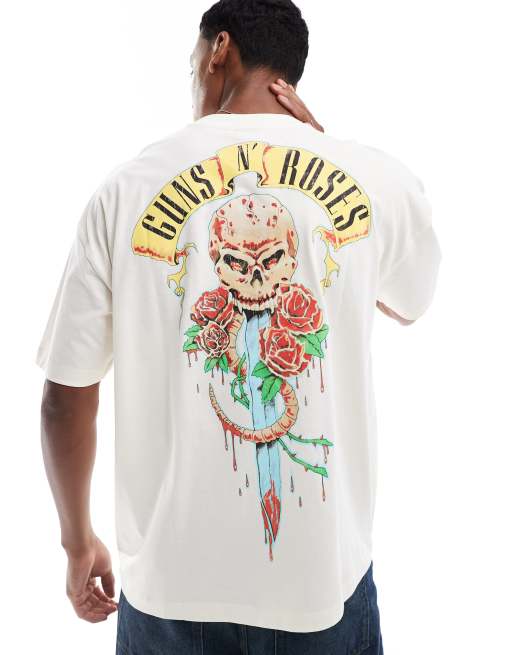 ASOS DESIGN - Uniseks oversized T-shirt met Guns N' Roses-bandprints in stone, 4 van 4