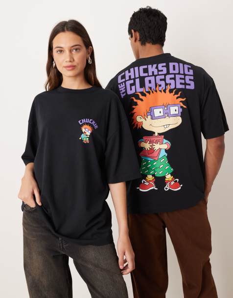 ASOS DESIGN - Uniseks oversized T-shirt met Rugrats-print in zwart - view 1