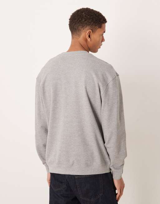 ASOS DESIGN - Uniseks ruimvallende sweater met 'Harvard' print in gemêleerd grijs, 3 van 5