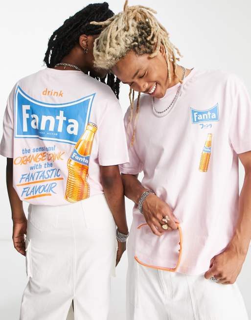 ASOS DESIGN - Uniseks T-shirt met Fanta-print in roze