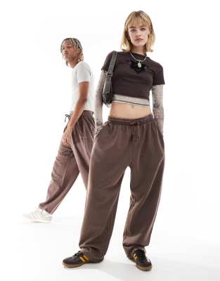 Asos Design Unisex Balloon Sweatpants In Washed Brown