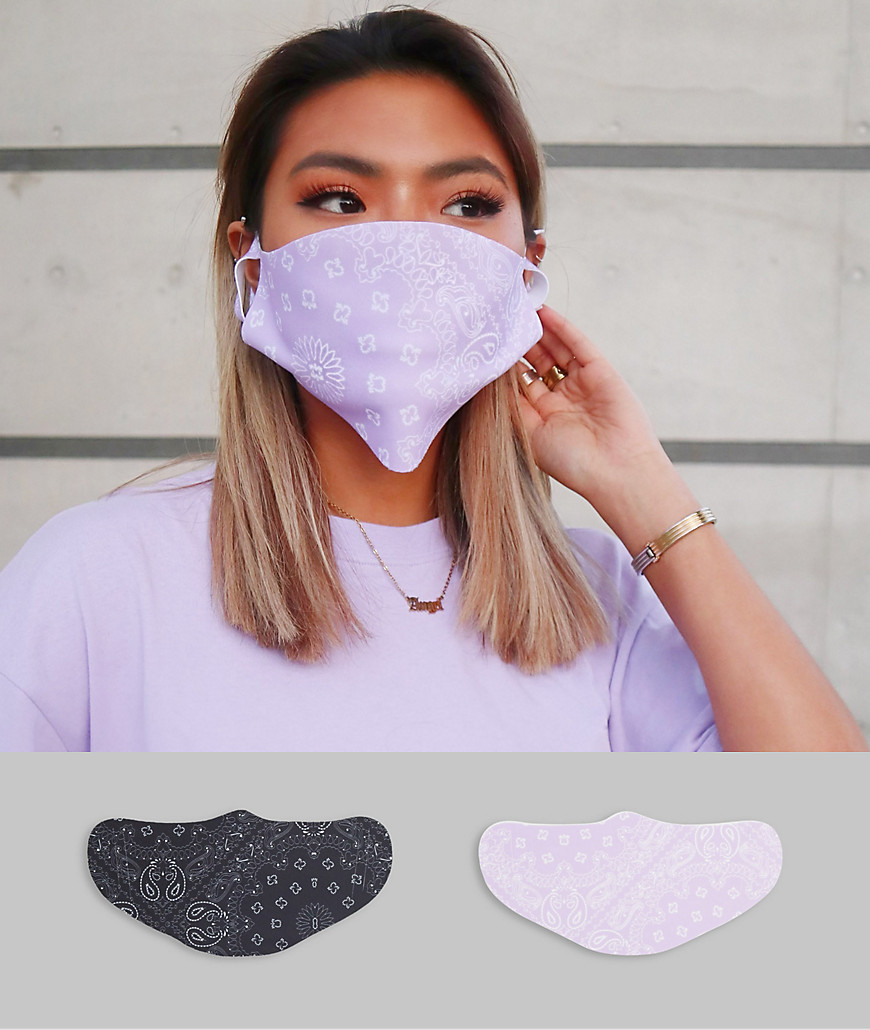 ASOS DESIGN – Unisex – Bandanamönstrad ansiktsmask i 2-pack-Flerfärgad