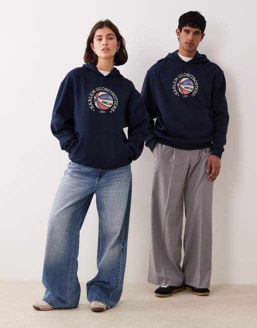 ASOS DESIGN - Unisex - Blå afslappet hættetrøje med Harlem Globetrotters-basketballprint, 2 af 4