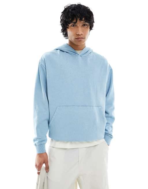 ASOS DESIGN – Unisex – Blå, tvättad huvtröja i oversize med blomtryck baktill, 2 av 4