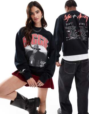 ASOS DESIGN unisex boxy fit license sweatshirt with Biggie Smalls prints in black