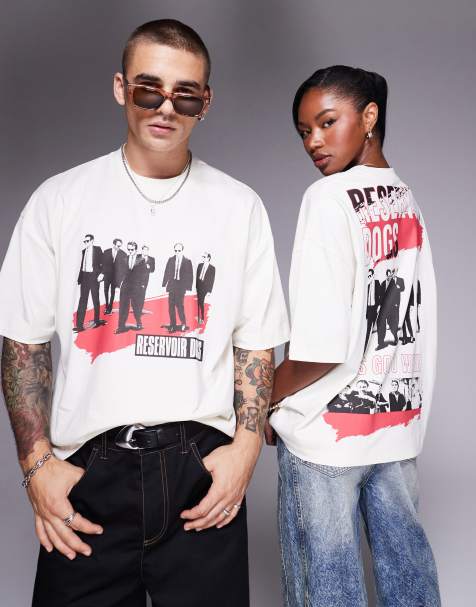 ASOS DESIGN unisex boxy oversized license t-shirt with Reservoir Dogs prints in white - view 1