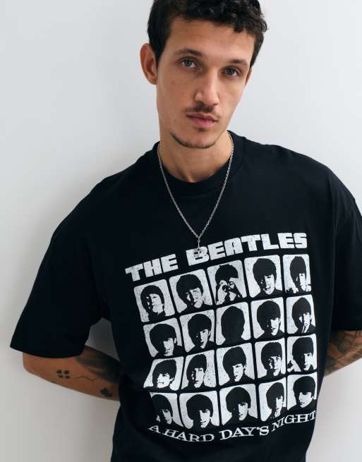ASOS DESIGN unisex boxy oversized license t-shirt with The Beatles prints in black, 2 of 5