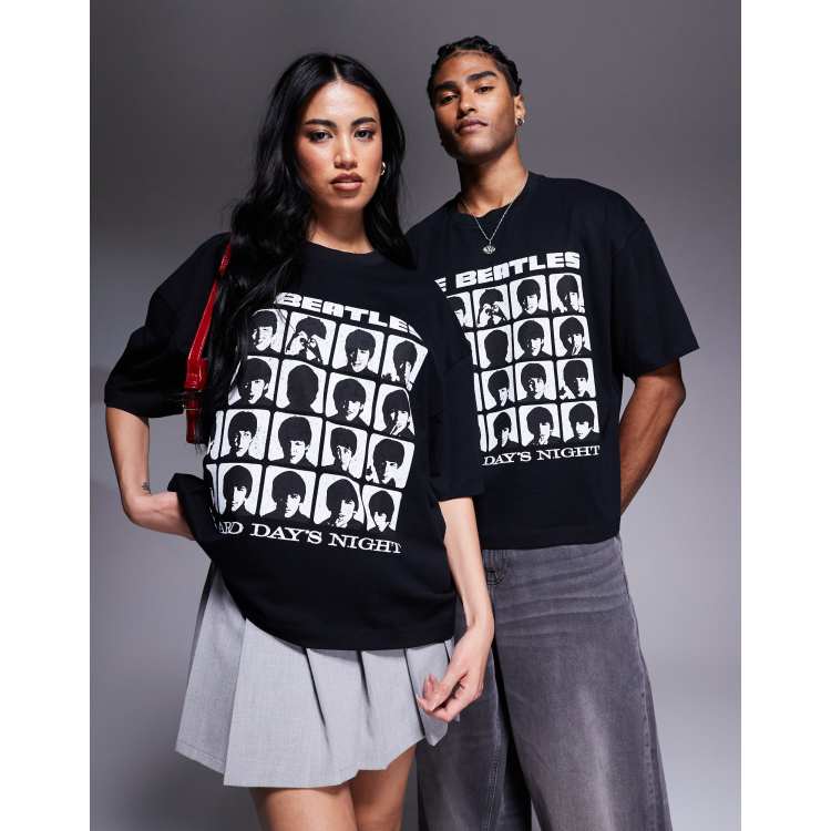 ASOS DESIGN unisex boxy oversized license t-shirt with The Beatles