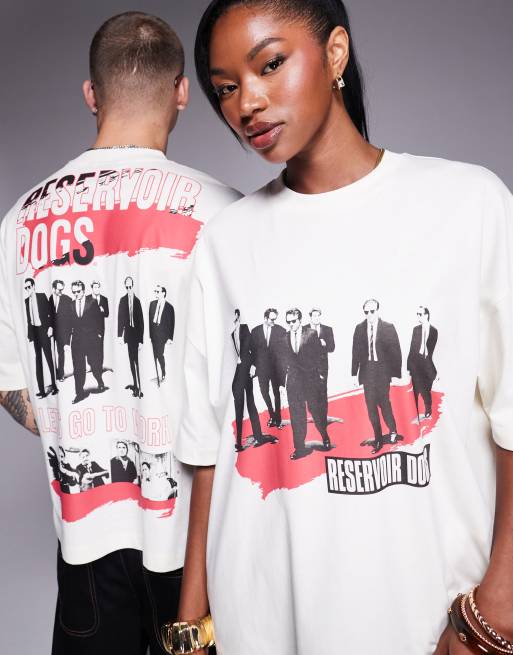 ASOS DESIGN unisex boxy oversized licensed t-shirt with Reservoir Dogs prints in white, 3 of 4