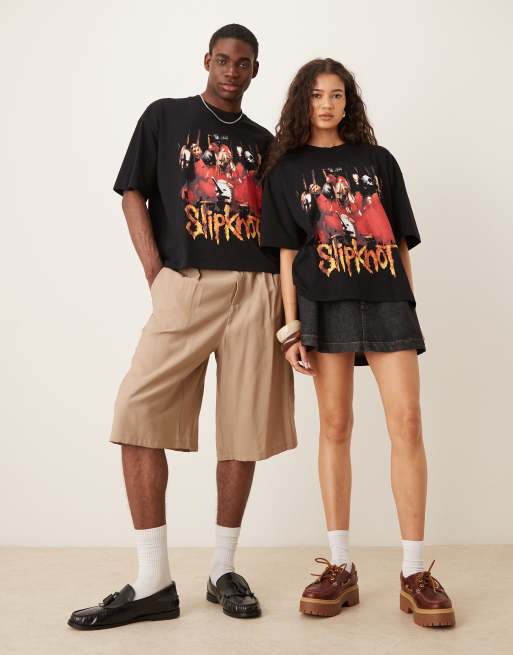 ASOS DESIGN unisex boxy oversized t-shirt with Slipknot prints in black, 2 of 4