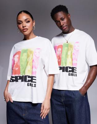 Asos Design Unisex Boxy Oversized T-shirt With The Spice Girls Prints In Black