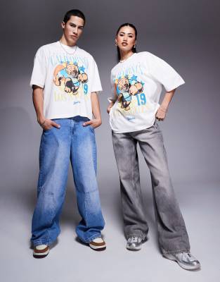 Asos Design Unisex Boxy Oversized T-shirt With University Of California Print In White