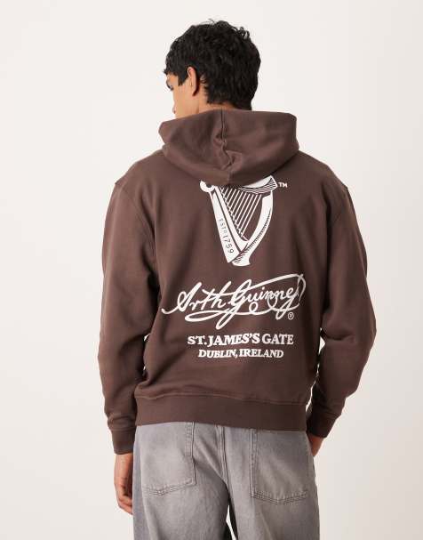 ASOS DESIGN - Unisex - Brun oversized hættetrøje med Guinness-print - view 1