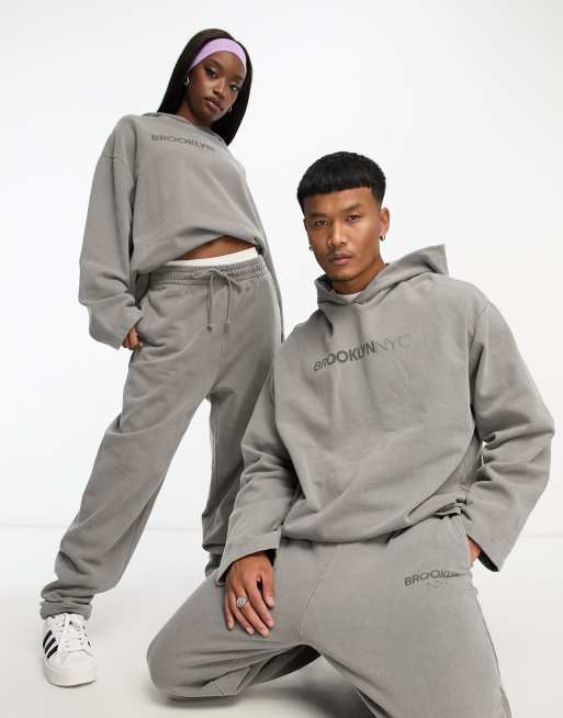 ASOS Design unisex co-ord oversized hoodie with front print charcoal ...