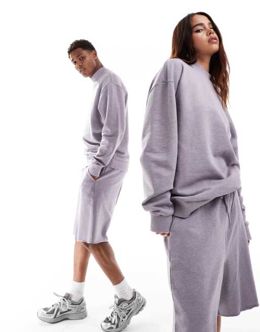 ASOS DESIGN unisex co-ord oversized sweatshirt in washed lilac, 3 of 4