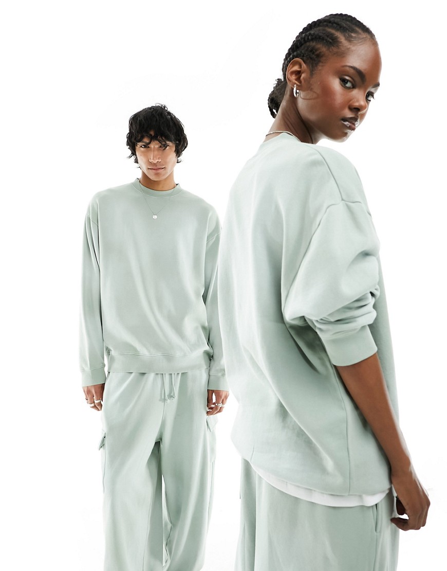 ASOS DESIGN unisex co-ord oversized sweatshirt with in washed green