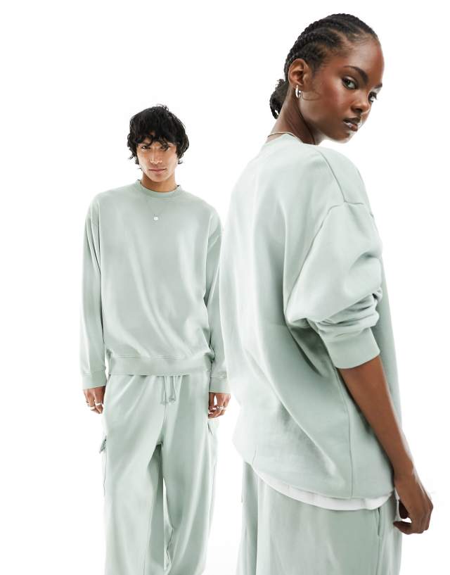 ASOS DESIGN - unisex co-ord oversized sweatshirt with in washed green