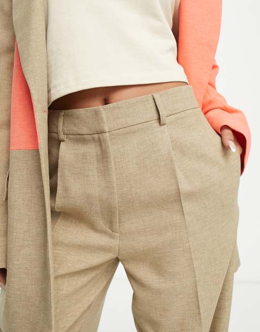 ASOS DESIGN Unisex color block tailored straight suit pants in multi - BROWN, 3 of 4