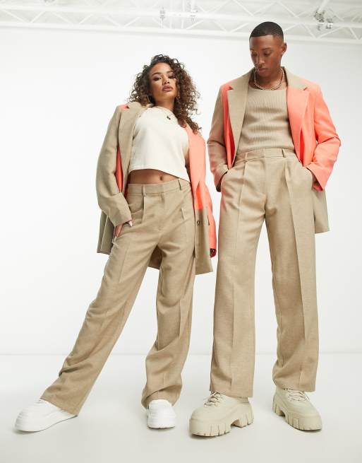 TAILORED STRAIGHT PANTS - taupe brown