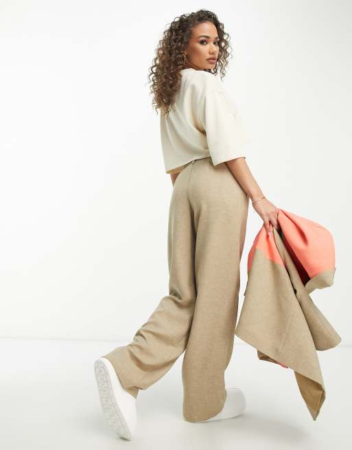 ASOS DESIGN Unisex colour block tailored straight suit trousers in multi - BROWN, 2 of 4