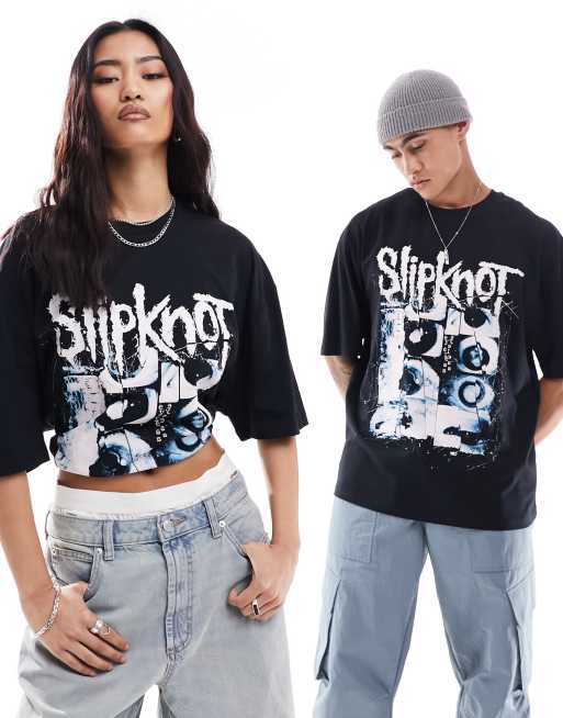 Asos Design Unisex Czarny T Shirt Oversize Z Licencjonowaną Grafiką Z Motywem Slipknot Asos 2687