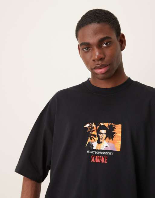 ASOS DESIGN Unisex – Czarny T-shirt oversize z nadrukiem Scarface, 4 z 4