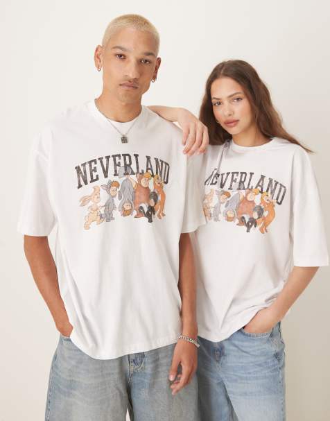ASOS DESIGN Disney unisex oversized t-shirt with Peter Pan Neverland prints in white