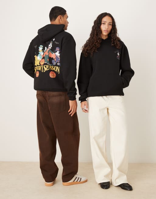 ASOS DESIGN Unisex Disney Halloween oversized hoodie with Mickey & friends prints in black