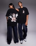 [ASOS DESIGN] ASOS DESIGN Unisex Disney Halloween oversized t-shirt with Mickey prints in black XS BLACK