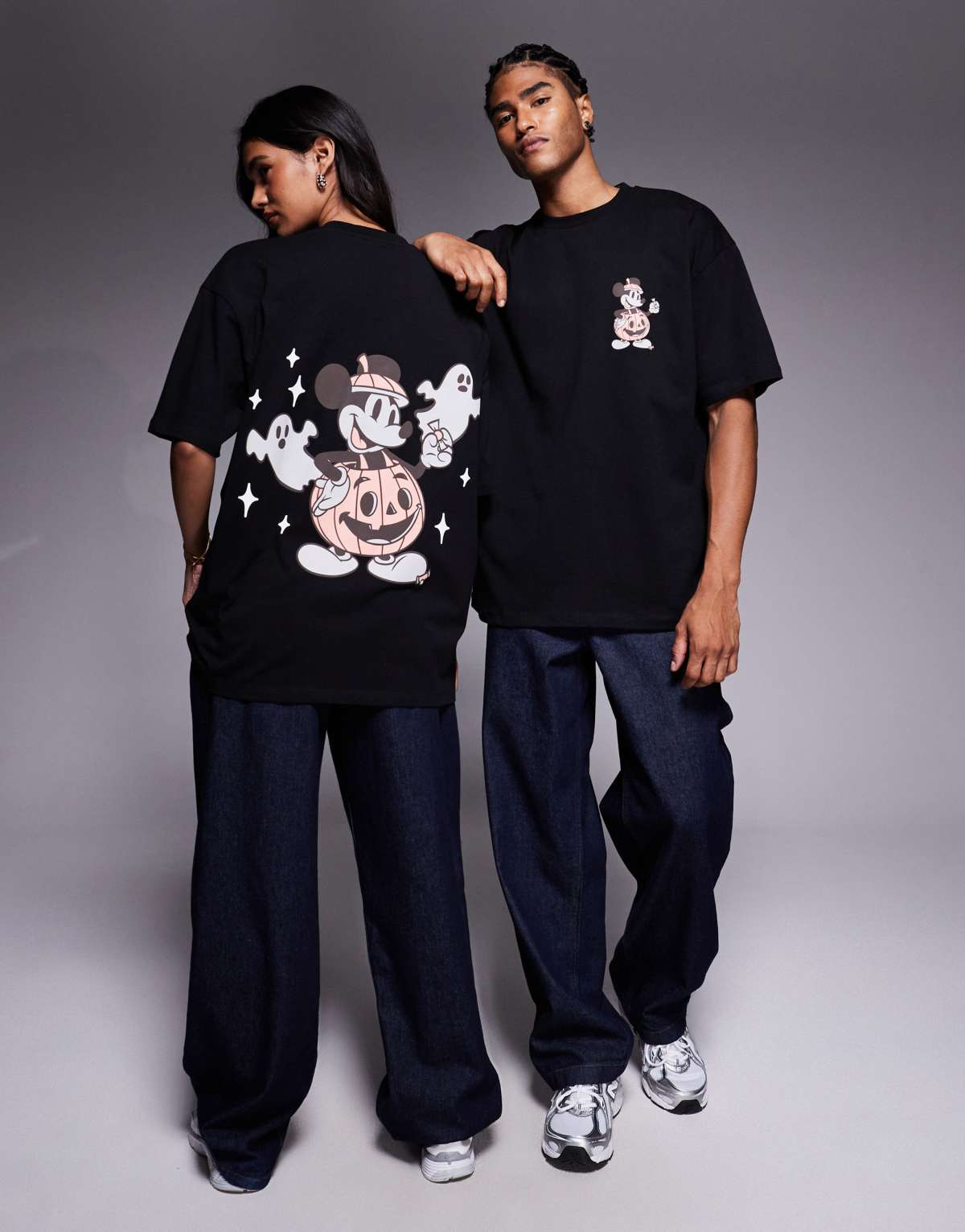 ASOS DESIGN Unisex Disney Halloween oversized t-shirt with Mickey prints in black