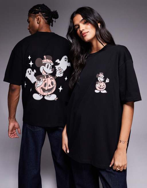 ASOS DESIGN Unisex Disney Halloween oversized t-shirt with Mickey prints in black