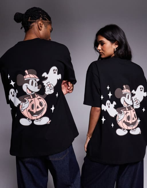 ASOS DESIGN Unisex Disney Halloween oversized t-shirt with Mickey prints in black