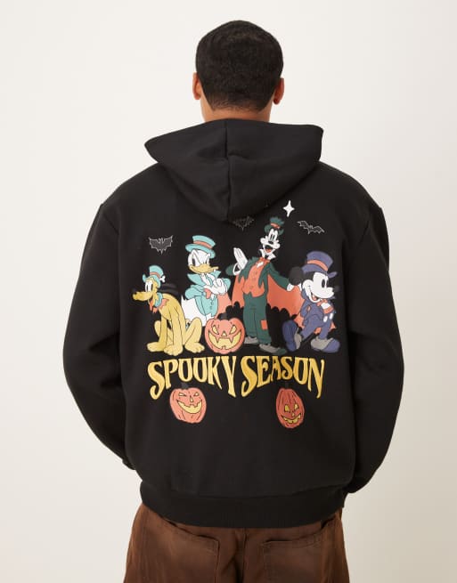 ASOS DESIGN - Unisex - Disney - Halloween - Sort hættetrøje med 'Mickey & Friends'-print, 3 af 4